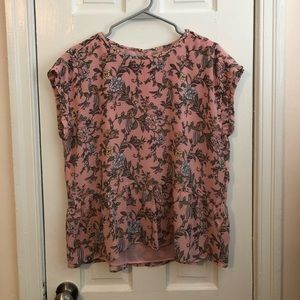 Loft Blush Peplum Peacock Blouse